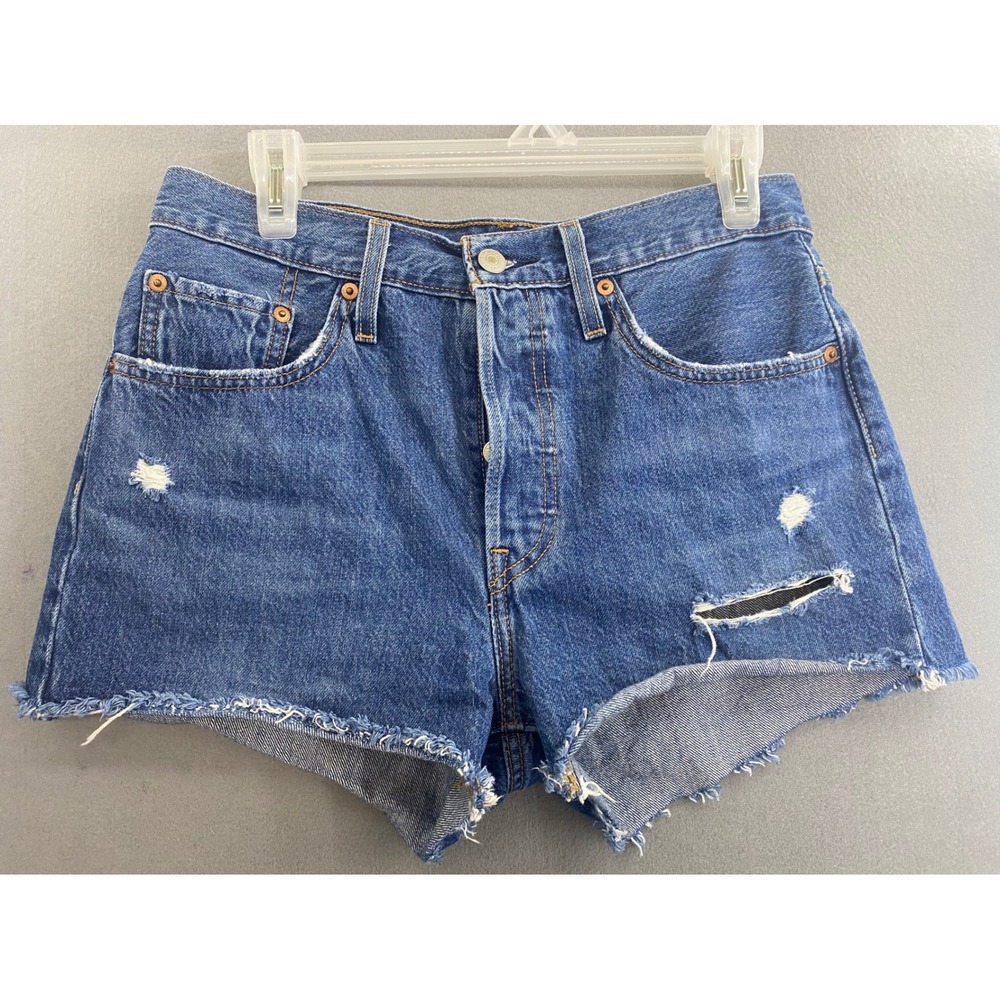 Levis 501 Original Womens High Rise Denim Shorts Medium Wash Blue Size 28 56327
